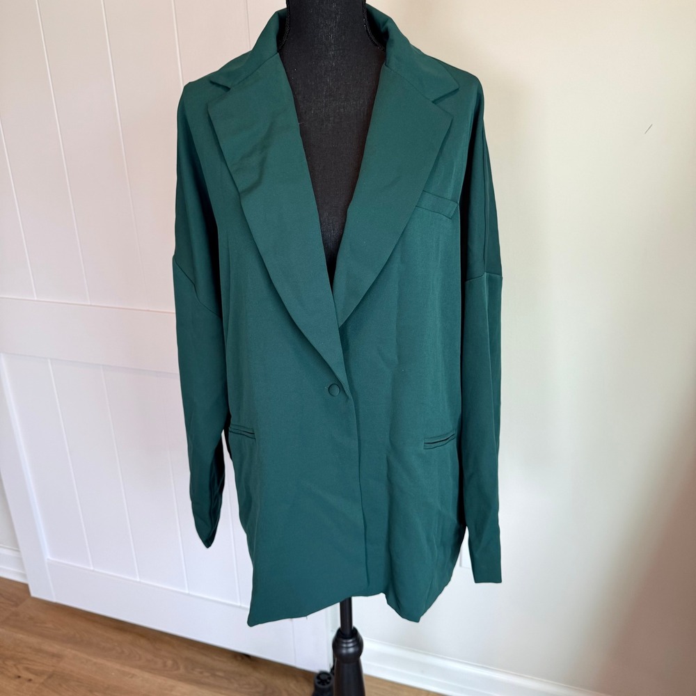 Mars The Label Forest Green Oversized Single Button Blazer Jacket Womens Medium